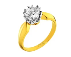 Pierścionek z żółtego i białego złota z brylantem – SI2/H - 1,00 ct - próba 750