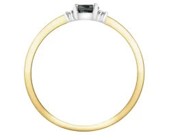 Pierścionek z żółtego i białego złota z diamentami i szafirem - próba 375