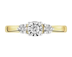 Pierścionek z żółtego i białego złota z brylantami - 0,12 ct - próba 585