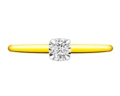 Pierścionek z żółtego i białego złota z brylantem - 0,15 ct - próba 585