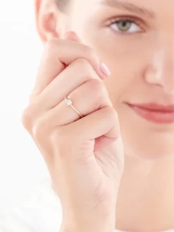 Pierścionek z żółtego i białego złota z brylantem - 0,05 ct - próba 585