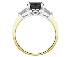 Pierścionek z żółtego i białego złota z diamentami i topazem London Blue - próba 585