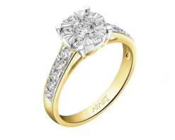 Pierścionek z żółtego i białego złota z brylantami - 0,75 ct - próba 585