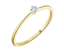 Pierścionek z żółtego i białego złota z brylantem - 0,01 ct - próba 585