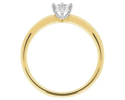 Pierścionek z żółtego i białego złota z brylantem - 0,08 ct - próba 585