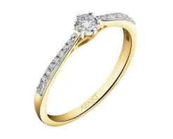 Pierścionek z żółtego i białego złota z diamentami - 0,15 ct - próba 585