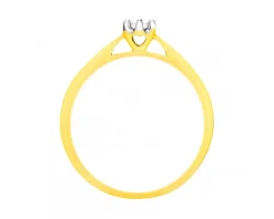 Pierścionek z żółtego i białego złota z brylantem - serce - 0,02 ct - próba 585