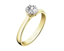 Pierścionek z żółtego i białego złota z brylantem - 0,30 ct - próba 585