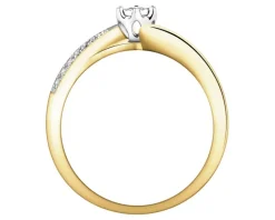 Pierścionek z żółtego i białego złota z brylantami - 0,10 ct - próba 585