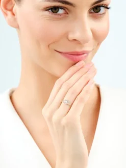 Pierścionek z żółtego i białego złota z brylantami - 0,20 ct - próba 585