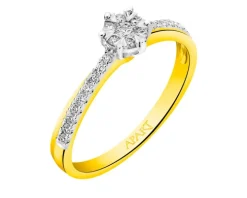 Pierścionek z żółtego i białego złota z brylantami - 0,21 ct - próba 585