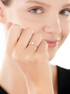 Pierścionek z żółtego i białego złota z brylantami - 0,21 ct - próba 585