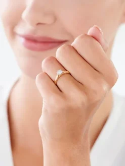 Pierścionek z żółtego i białego złota z brylantami - 0,15 ct - próba 585