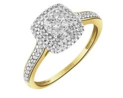 Pierścionek z żółtego złota z diamentami - 0,25 ct - próba 585