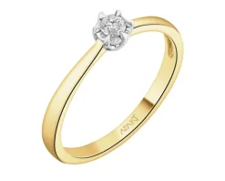 Pierścionek z żółtego złota z brylantem - 0,08 ct - próba 585