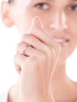 Pierścionek z żółtego złota z brylantem, kamieniami szlachetnymi i ozdobnymi - próba 375