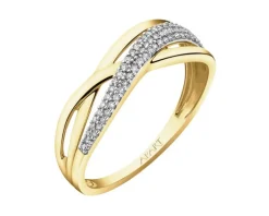 Pierścionek z żółtego złota z diamentami - 0,13 ct - próba 585