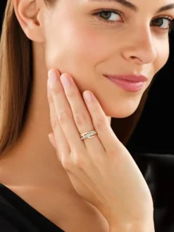 Pierścionek z żółtego złota z diamentami - 0,13 ct - próba 585