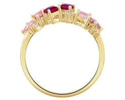 Pierścionek z żółtego złota z brylantami i kamieniami szlachetnymi - próba 585