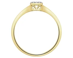 Pierścionek z żółtego złota z diamentami - 0,06 ct - próba 750