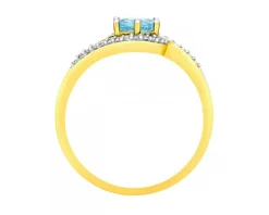 Pierścionek z żółtego złota z diamentami i topazem - próba 585