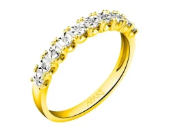 Pierścionek z żółtego złota z diamentami - 0,03 ct - próba 375