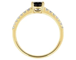 Pierścionek z żółtego złota z brylantami i onyksem - próba 585