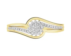 Pierścionek z żółtego złota z diamentami - 0,10 ct - próba 585