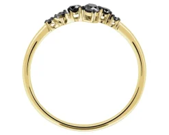 Pierścionek z żółtego złota z czarnymi brylantami - 0,20 ct - próba 585