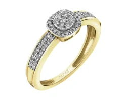 Pierścionek z żółtego złota z brylantami - 0,20 ct - próba 585