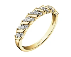 Pierścionek z żółtego złota z diamentami - 0,02 ct - próba 375