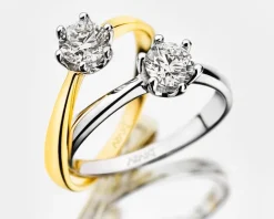 Pierścionek z żółtego złota z brylantem - 0,07 ct - próba 585