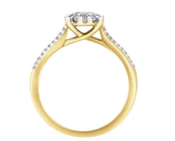 Pierścionek z żółtego złota z brylantami - 0,30 ct - próba 585