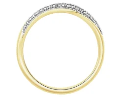 Pierścionek z żółtego złota z diamentami - 0,12 ct - próba 585