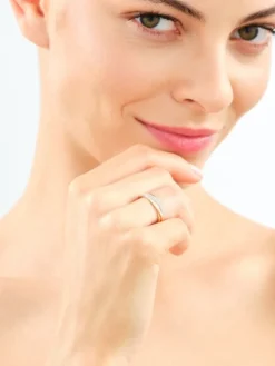 Pierścionek z żółtego złota z diamentami - 0,12 ct - próba 585