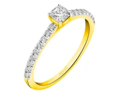 Pierścionek z żółtego złota z diamentami - 0,40 ct - próba 585