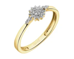 Pierścionek z żółtego złota z diamentami - 0,10 ct - próba 585