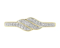 Pierścionek z żółtego złota z diamentami - 0,06 ct - próba 375