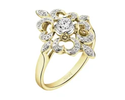 Pierścionek z żółtego złota z brylantami - 0,30 ct - próba 585