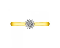 Pierścionek z żółtego złota z diamentami - 0,04 ct - próba 375