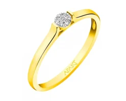 Pierścionek z żółtego złota z diamentami - 0,02 ct - próba 375