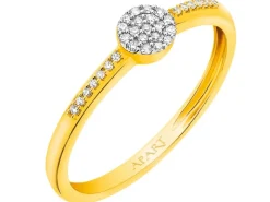 Pierścionek z żółtego złota z diamentami - 0,09 ct - próba 585