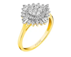 Pierścionek z żółtego złota z diamentami - 0,50 ct - próba 585