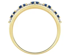 Pierścionek z żółtego złota z diamentami i szafirami - próba 585