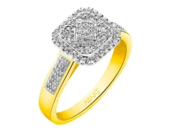 Pierścionek z żółtego złota z diamentami - 0,33 ct - próba 585