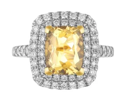 Pierścionek z żółtego złota z brylantami i cytrynem - próba 585