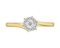 Pierścionek z żółtego złota z diamentami - 0,07 ct - próba 585