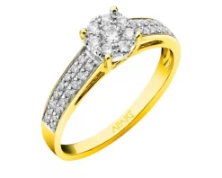 Pierścionek z żółtego złota z brylantami - 0,40 ct - próba 585