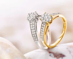 Pierścionek z żółtego złota z brylantami - 0,40 ct - próba 585