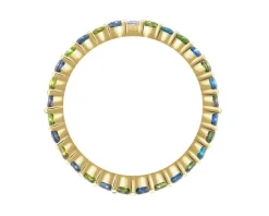 Pierścionek z żółtego złota z brylantem i kamieniami ozdobnymi - Eternity - próba 585